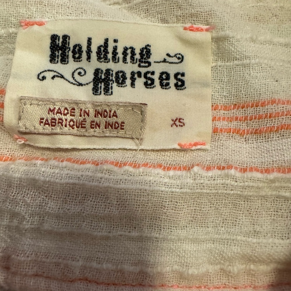 Vintage Anthropologie HOLDING HORSES Embroidered Blouse - White Orange and Blue - Picture 4 of 6